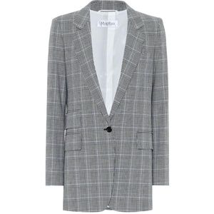 MAX MARA Piuma Plaid Checked Cotton Blazer Jacket
